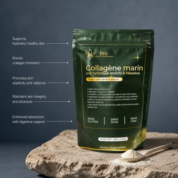 BHW Collagène Marin Pur Hydrolysé Enrichi à l'Élastine - 200g - Image 3
